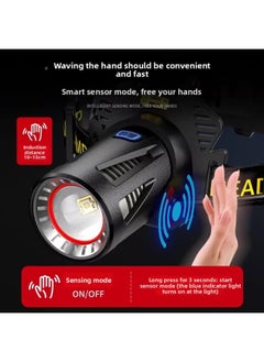 Generic Skyfire Strong Light Head Lamp Laser Super Bright Charging Head-mounted Long-range Night Fishing Special Induction Lighting Flashlight-Color: 20-46h Battery Life/wave Sensor/emergency Tail Light  - Image 5
