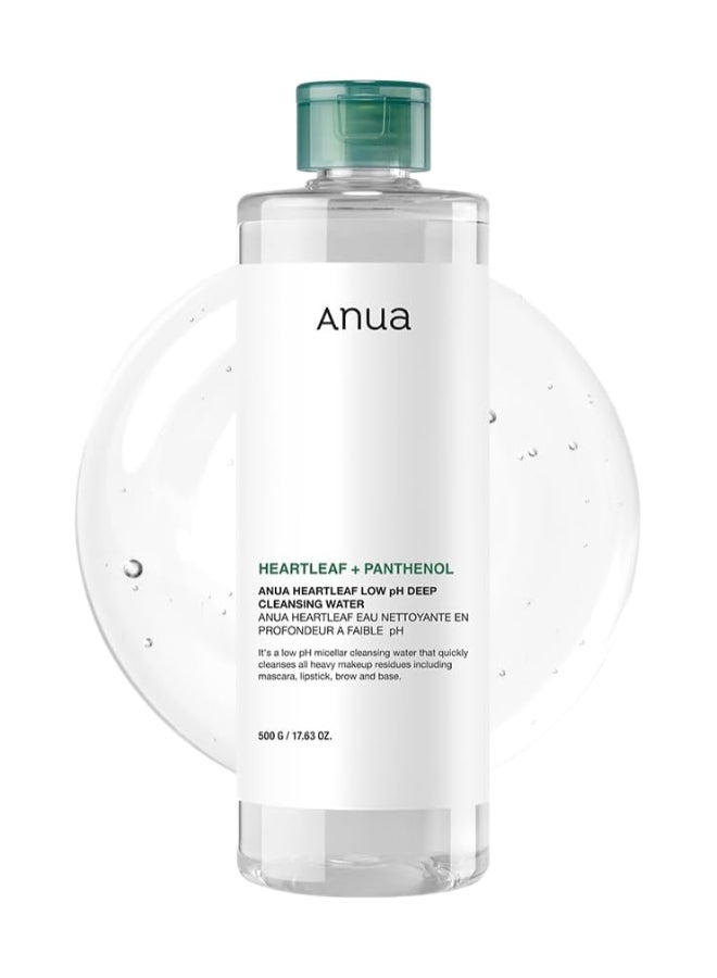 Anua Heartleaf Low Ph Deep Cleansing Water, Micella Water, Panthenol, Squalane, Makeup Remover For Sensitive Skin 500grams - Image 1