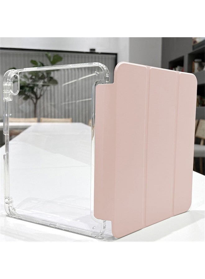 Suitable For Ipad Protective Case With Pen Slot High Permeability 2024pro11 Air5 Acrylic 10.9 Hard And Soft Edge Leather Case-Color:Baby Powder-Applicable Model:pro11 2024 - Image 1
