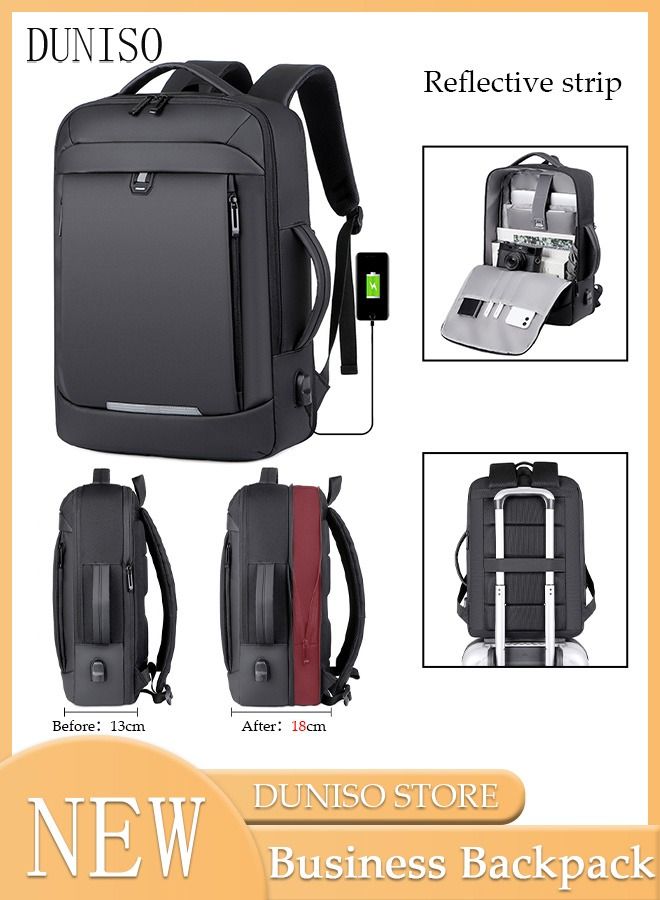 DUNISO Business Travel Laptop Backpack Anti-Theft Durable Computer Backpack with USB Charging Port and Reflective Strip Large Capacity College School Backpack for Men & Women Fits 15.6 Inch Notebook - Image 1