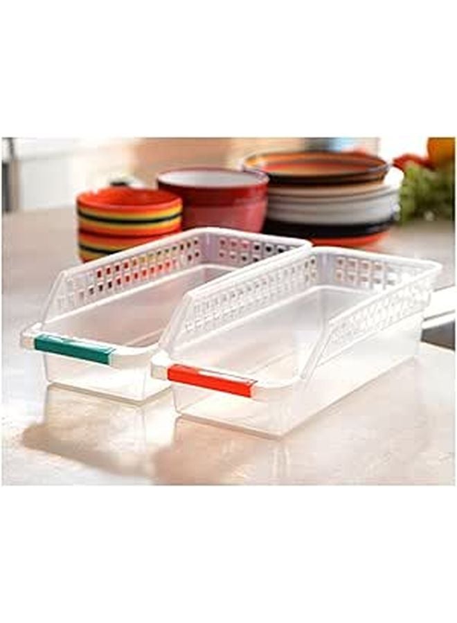 Plastic Kitchen Storage Box with Handle for Fruits Drinks and Fridge Organization 6 Pack - Image 1