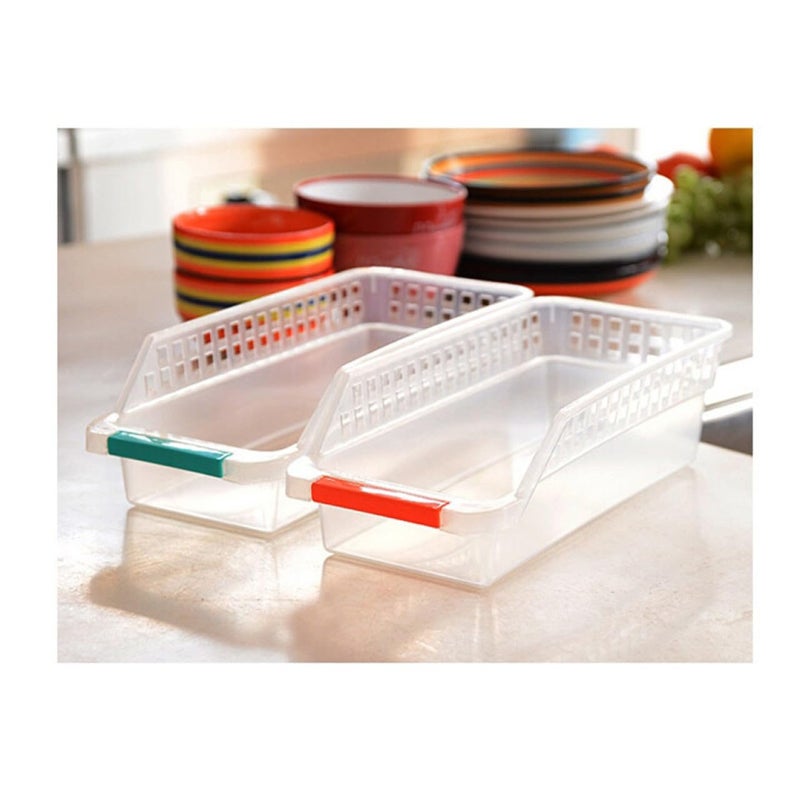 Plastic Kitchen Storage Box with Handle for Fruits Drinks and Fridge Organization 6 Pack - Image 2