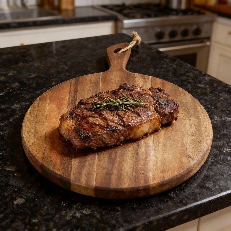 LiebeOlivee Acacia Wood Cutting Board for Kitchen with Rope on Handle, 16x12 Inch Round Wooden Cutting Boards for Kitchen/Charcuterie Board/Serving Board/Cheese, Bread, Vegetable & Fruits Serving/Pizza Board - Image 2