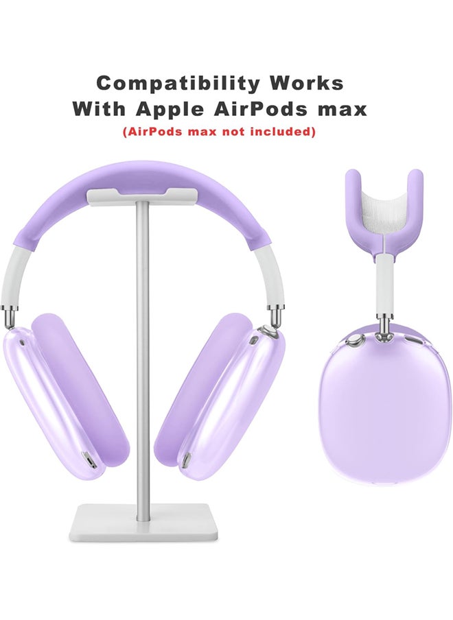SJet - Silicone Case Cover for AirPods Max Headphones, Clear Soft TPU Ear Cups Cover/Ear Pad Case Cover/Headband Cover for AirPods Max (2024/2020) - Purple - Image 1