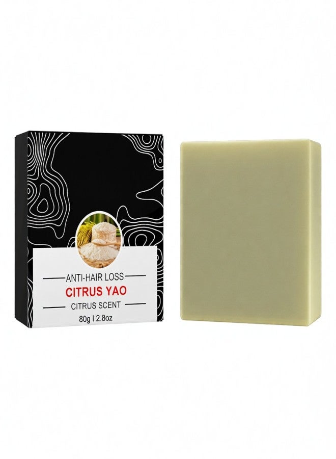 EELHOE 80g Anti-hair Loss Citrus Scent Shampoo Bar Rice Essence Hair Soap Stimulate Hair Growth - Image 1