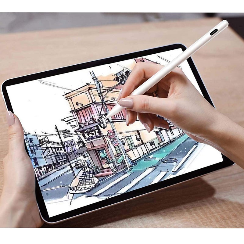 قلم الاستايلوس النشط: أبيض، نقطة لمس دقيقة، استجابة سريعة - تصميم رفض الكف، قلم مكثف لكتابة ورسم على الشاشات اللمسية - Image 3