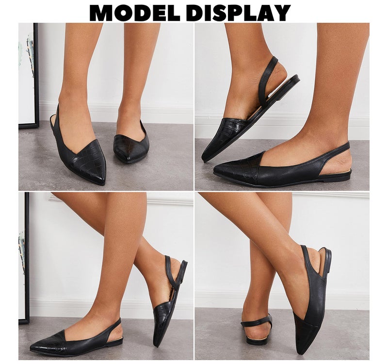 LAICIGO Women's Slingback Flats Closed Pointy Toe Animal Print Low Heel Shoes Slip On Comfortable Sandals - Image 4