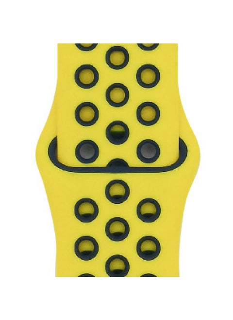Suitable For Apple Two-color Silicone Nike Strap Nike Hole Apple Iwatch Breathable Sports Watch Strap-Color:48 Yellow + Midnight Blue-Specifications:42/44/45/49mm-L