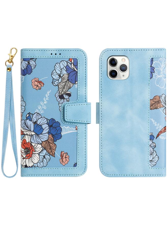 Zaboon Case For iPhone 12 / 12 Pro Floral Pattern Leather Phone Case with Lanyard - Image 1