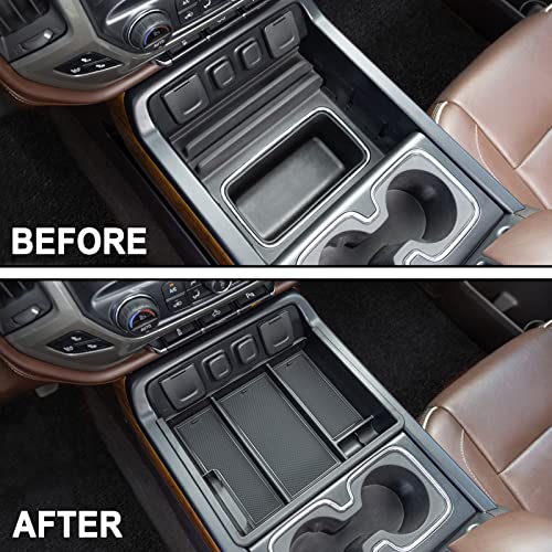 JKCOVER Center Console Organizer Compatible with Chevy Silverado/GMC Sierra 2014 2015 2016 2017 2018 1500/2500/3500HD Accessories Console Compartment Storage Tray -Full Console w/Bucket Seats ONLY - Image 5