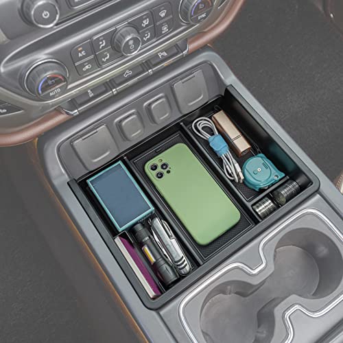 JKCOVER Center Console Organizer Compatible with Chevy Silverado/GMC Sierra 2014 2015 2016 2017 2018 1500/2500/3500HD Accessories Console Compartment Storage Tray -Full Console w/Bucket Seats ONLY - Image 1