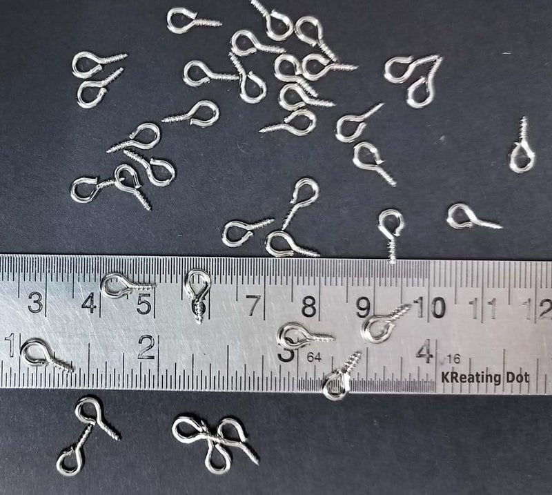 KReating Dot | 100 Pcs Nickel Silver Screw Eye Pins 5x10mm with 100 Jump Rings | Eyelets Screw Threaded Clasp Hooks for Making Pendants, Beads, Jewellery Findings DIY Craft (KRBNS-100) - Image 3