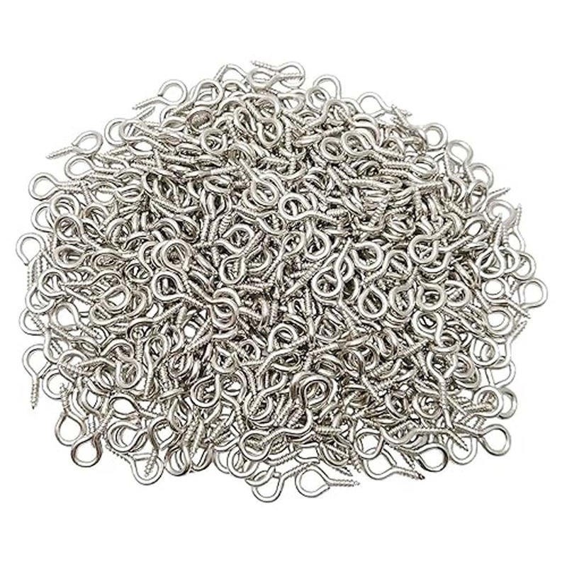KReating Dot | 100 Pcs Nickel Silver Screw Eye Pins 5x10mm with 100 Jump Rings | Eyelets Screw Threaded Clasp Hooks for Making Pendants, Beads, Jewellery Findings DIY Craft (KRBNS-100) - Image 1