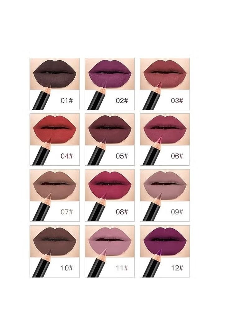 NICEFACE 12 Color Lip Pencil Soft Waterproof Smooth Lip Liner/Lipliner Pen (Lip 12PC SET) - Image 4