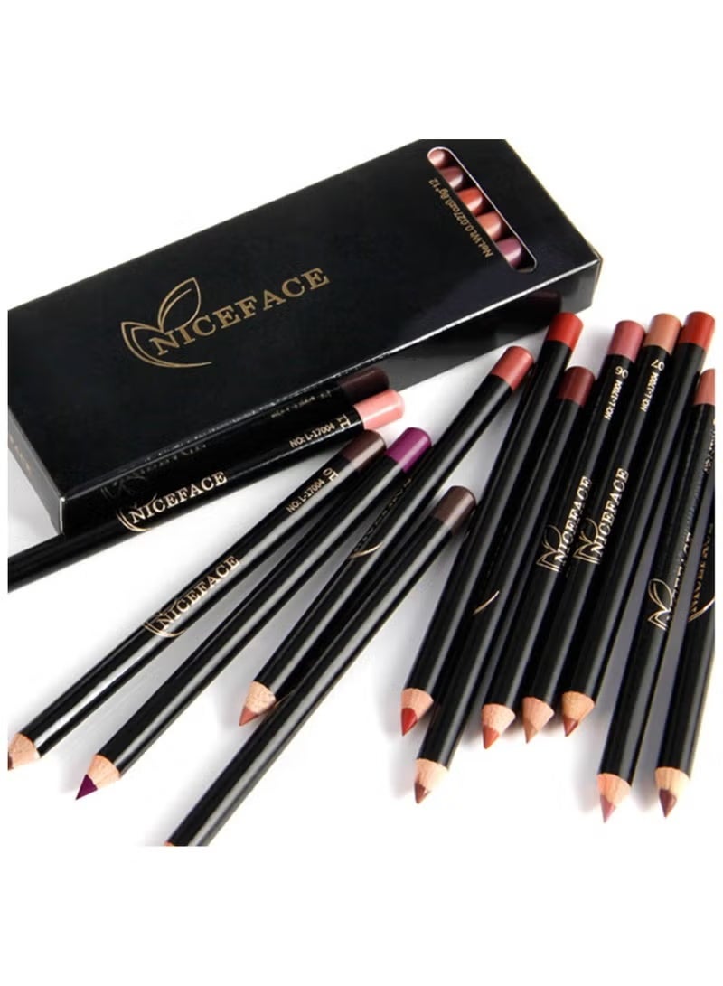 NICEFACE 12 Color Lip Pencil Soft Waterproof Smooth Lip Liner/Lipliner Pen (Lip 12PC SET) - Image 3