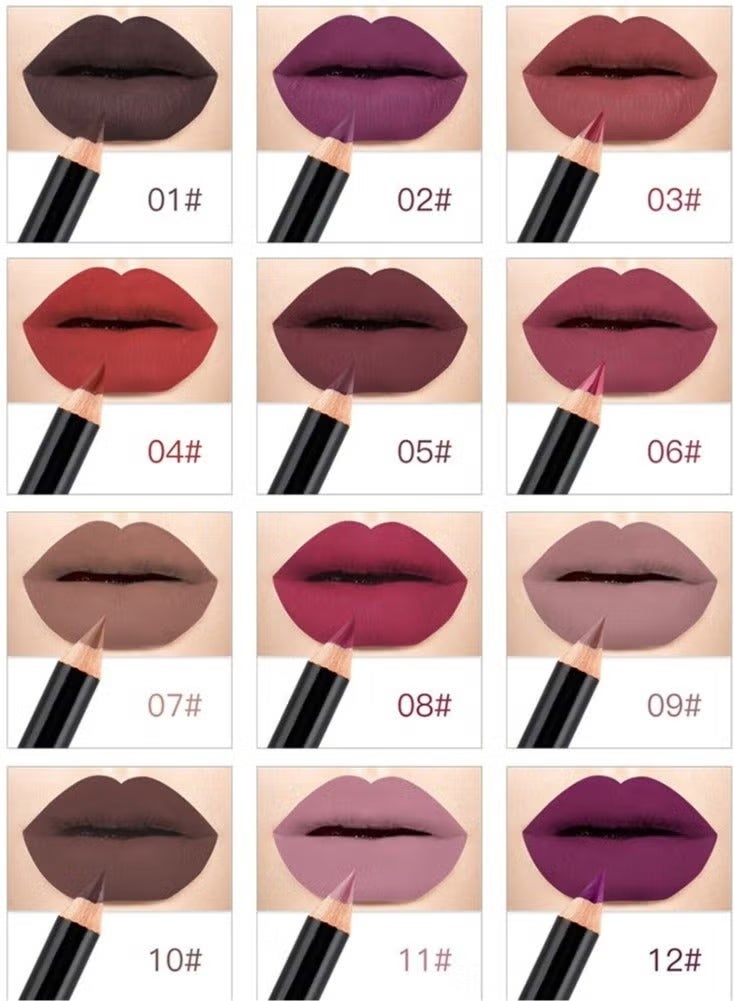 NICEFACE 12 Color Lip Pencil Soft Waterproof Smooth Lip Liner/Lipliner Pen (Lip 12PC SET) - Image 2