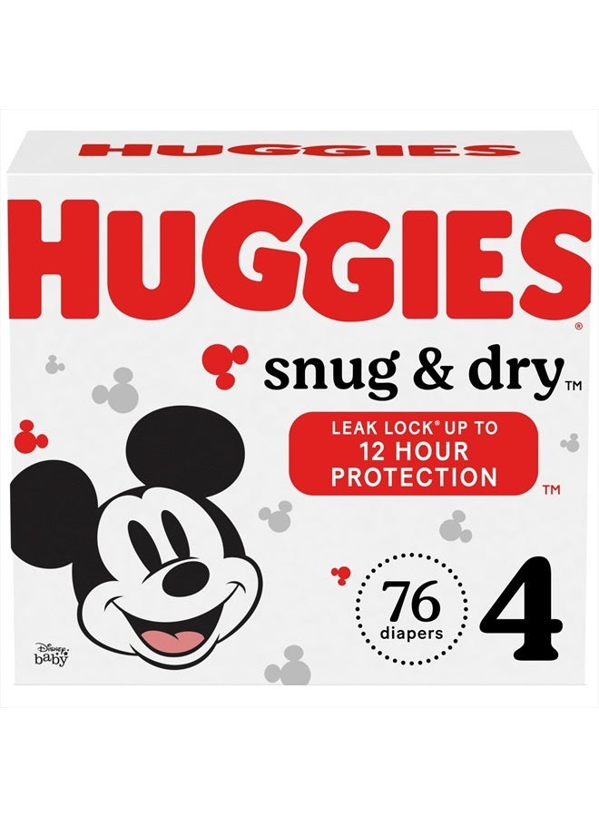 Huggies Size 4 Diapers, Snug & Dry Baby Diapers, Size 4 (22-37 lbs), 76 Count - Image 1