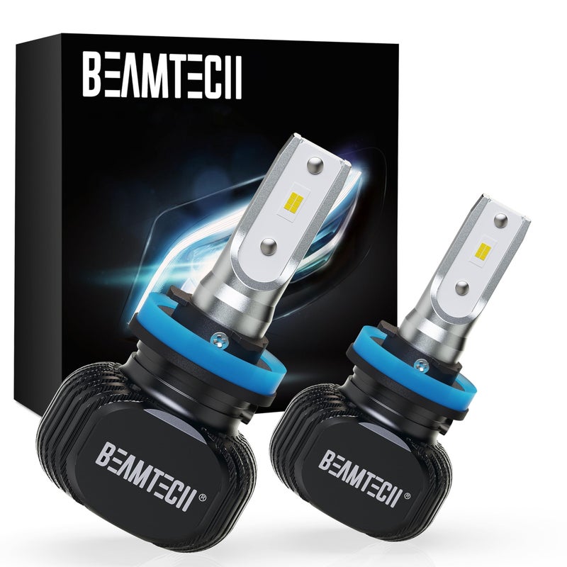 BEAMTECH H11 Bulbs, S1 Series H8 H9 Fog lights, 300% Brighter 6500K White, 2 Bulbs - Image 1