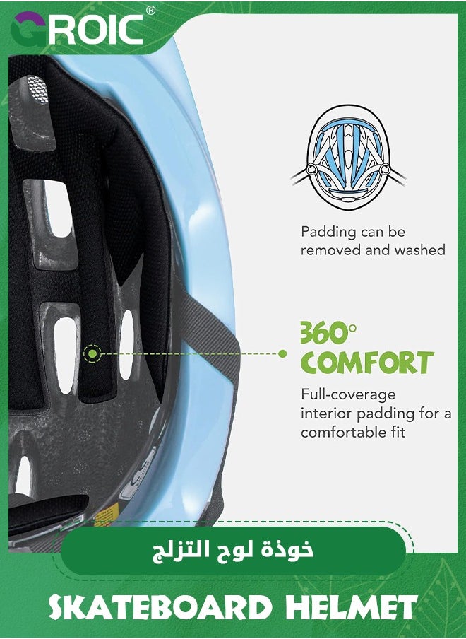 GROIC 7 IN 1 Adjustable Skateboard Skate Helmet with Protective Gear Knee Pads Elbow Pads Wrist Pads for Youth Outdoor Sports, BMX, Skateboard, Scooter, Bike, Roller, Kid's Protective Gear Set  - Image 2