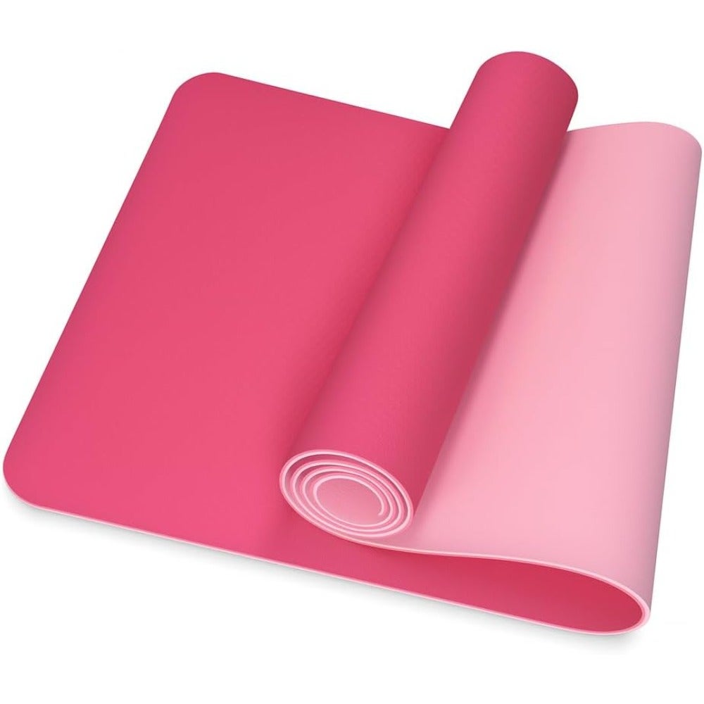 6mm Thick Yoga Mat 61x183cm Non-Slip Eco-Friendly Pink Exercise Mat for Yoga Pilates Fitness Home Workouts Extra Cushioning Joint Support