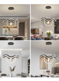 YATAI LIGHTING LED Dimmable Chandelier,One Head Modern Creative Pendant Light,105W White Wave Designed Adjustable 3-Color Temperature Acrylic Chandelier Chandelier 3000K-6000K  - Image 2