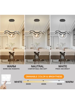 YATAI LIGHTING LED Dimmable Chandelier,One Head Modern Creative Pendant Light,105W White Wave Designed Adjustable 3-Color Temperature Acrylic Chandelier Chandelier 3000K-6000K  - Image 4