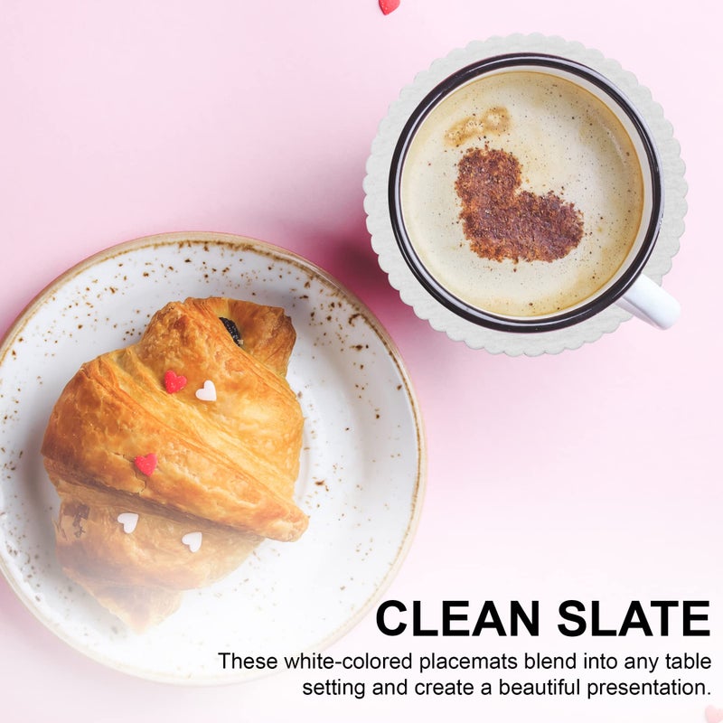 MT Products White Thin Paper Coasters 3.25"" - Scalloped Edge Disposable Coasters for Drinks Protection Against Leaks and Spills - Pack of 200 - Image 4