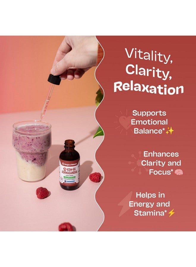 Drops of Nature Ashwagandha KSM 66 Liquid Drops - Vegan, GMO Free, Fast Absorbing Form - Ashwagandha Supplement for Daily Wellness Support - Promotes Focus and Clarity - Supports Daily Vitality (Mixed Berry, 60ml) - Image 4