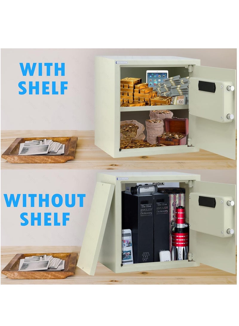 Rubik Safe Box, Digital Lock with Key, Large Capacity, Suitable for Home Office, Protects Cash Money Documents (35x38x30cm) White - Image 4