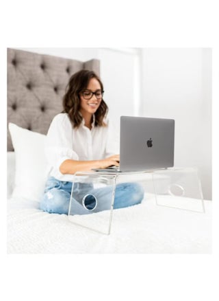 Acrylic Bed Tray with handles Clear Laptop Stand for Home Office Lightweight Portable Lap Desk for Eating Reading or Writing Mobile Table for Bed - pzsku/Z0BC84C4FADD2732E8132Z/45/_/1708872567/c1836921-f347-4d26-b2fd-0a92acbb2b6a