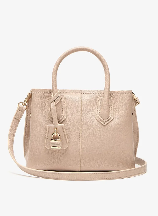 فلورا بيلا من شو إكسبرس Textured Tote Bag with Double Handle and Zip Closure