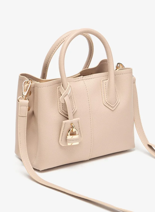 فلورا بيلا من شو إكسبرس Textured Tote Bag with Double Handle and Zip Closure