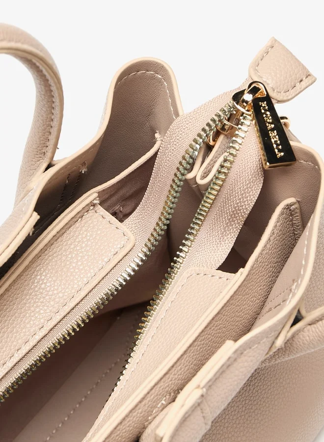 فلورا بيلا من شو إكسبرس Textured Tote Bag with Double Handle and Zip Closure