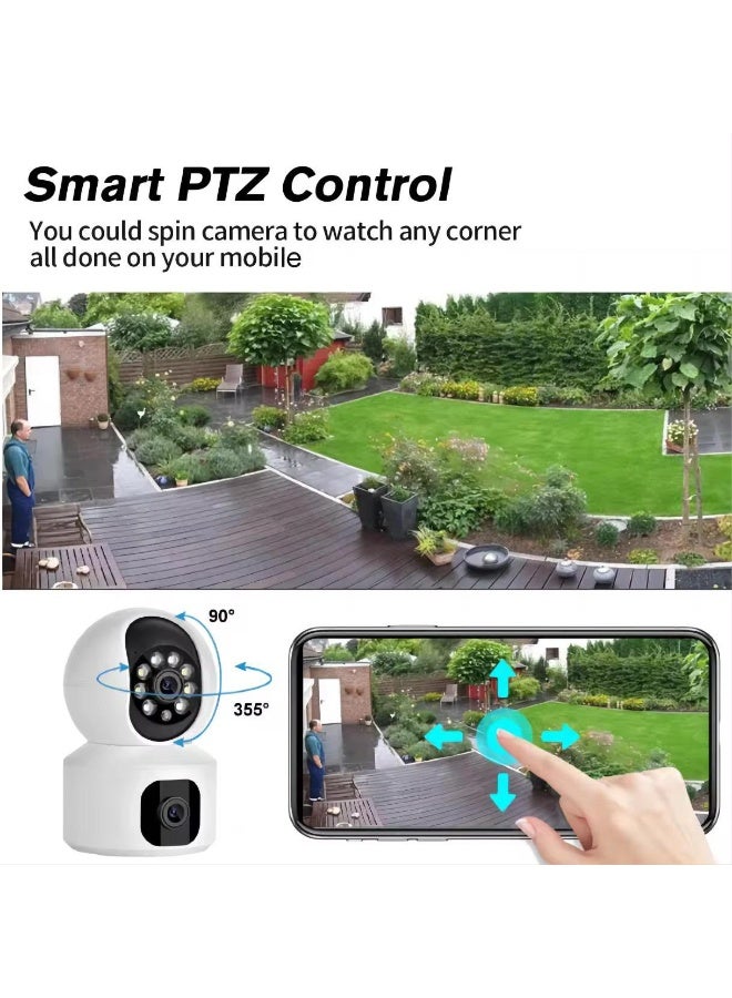 GEEK SPACE WiFi Smart Security Camera Dual Lens 360° Pan Tilt Indoor Wireless CCTV Camera with AI Human Detection, Dual Lens Full HD Surveillance Camera, Smart Motion Tracking, Full Color & Infrared Night Vision, Two-Way Audio, Built-in Microphone and Speaker, Motion Alert Notifications, Mobile App Remote Monitoring, Live Video Streaming, Pan Tilt Rotation, Wide Angle Viewing, Cloud & SD Card Storage Support, Remote Playback, Continuous Recording, Easy WiFi Setup, Smart Home Security Camera for House, Apartment, Office, Shop, Baby Monitoring, Pet Camera, Elderly Care, Classroom, Garage, Indoor Surveillance System, Crystal Clear HD Video, Reliable Indoor CCTV Monitoring Solution - Image 4