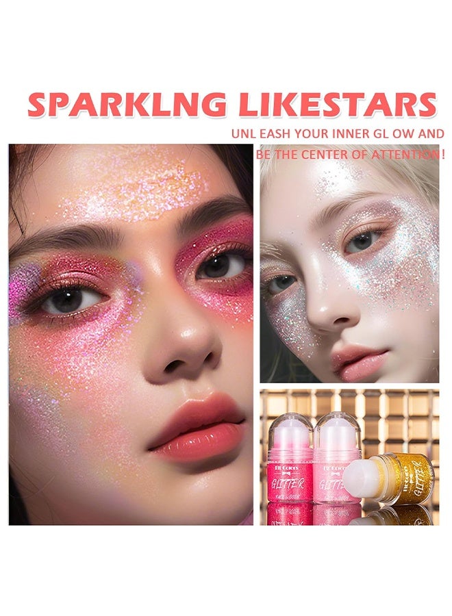 Fit Colors Glitter，Roll-on Body Glitter Gel, Holographic Face Glitter Mermaid Body Shimmer, Chunky Sequins Hair Glitter Gel for Festival Party Rave Accessories Body Glitter Makeup - 02# - Image 3