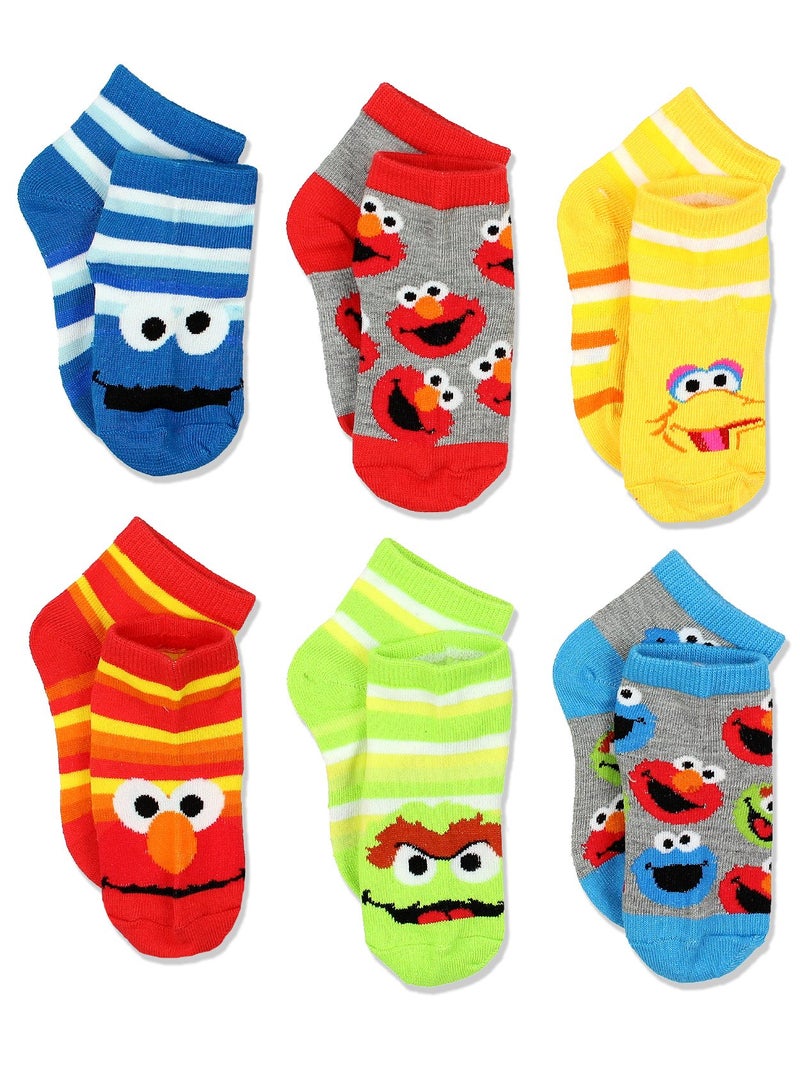 Sesame Street Kids' Little Quarter Length Socks, 6 Pair Pack, Multi, 4-6 Boys (Shoe 7-10) - Image 1