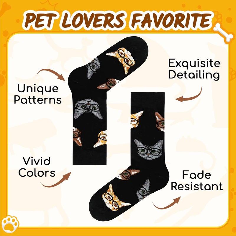 Happy Pop HAPPYPOP Cat Gifts For Men - Novelty Funny Cat Dad Socks For Husband His Crazy Fun Animal Lovers - Image 4