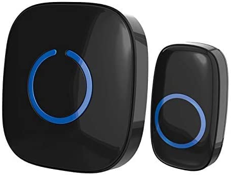 SadoTech Wireless Doorbells for Home, Apartments, Businesses, Classrooms, etc. - 1 Door Bell Ringer & 1 Plug-In Chime Receiver, Battery Operated, Easy-to-Use, Wireless Doorbell w/LED Flash, Black - Image 1