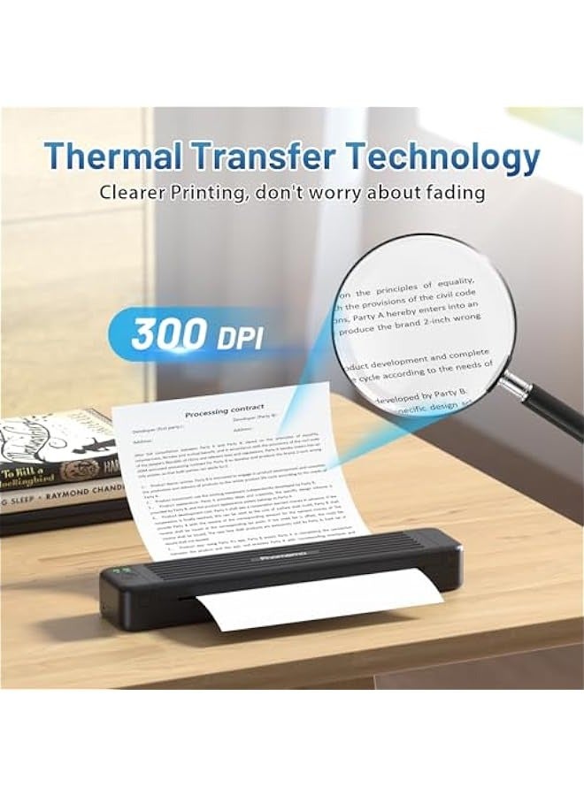 phomemo Portable Printers Wireless for Travel, P831 Bluetooth Thermal Transfer Printer Support US Letter/A4/A5/B5 Copy Paper, 300 DPI Mobile Inkless Printer for iOS, Android & Laptop  - Image 4