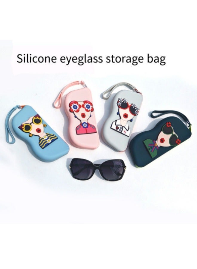 حقيبة نظارات من السيليكون، حقيبة تخزين محمولة للنظارات الشمسية، حقيبة تخزين للنظارات الشمسية، زرقاء - Image 4