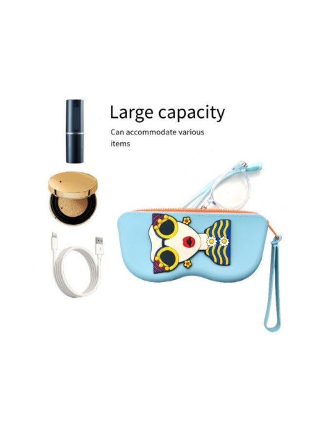 حقيبة نظارات من السيليكون، حقيبة تخزين محمولة للنظارات الشمسية، حقيبة تخزين للنظارات الشمسية، زرقاء - Image 5