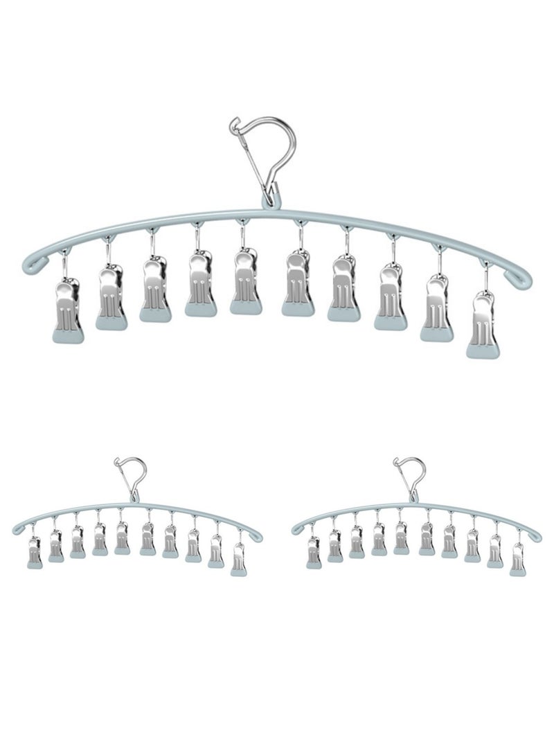 AUTOYSUR Multi Clip Drying Rack,Laundry Drying Racks with 10 Clips,Sock Dryer with Clips,Stainless Steel Drying Rack,Hanging Drying Rack for Drying Socks,Bras,Towel,Underwear,Baby Clothes,Grey (3pc) - Image 1