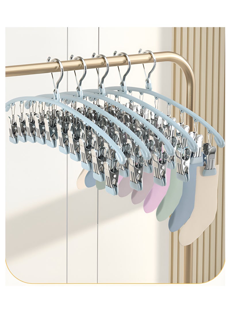 AUTOYSUR Multi Clip Drying Rack,Laundry Drying Racks with 10 Clips,Sock Dryer with Clips,Stainless Steel Drying Rack,Hanging Drying Rack for Drying Socks,Bras,Towel,Underwear,Baby Clothes,Grey (3pc) - Image 2