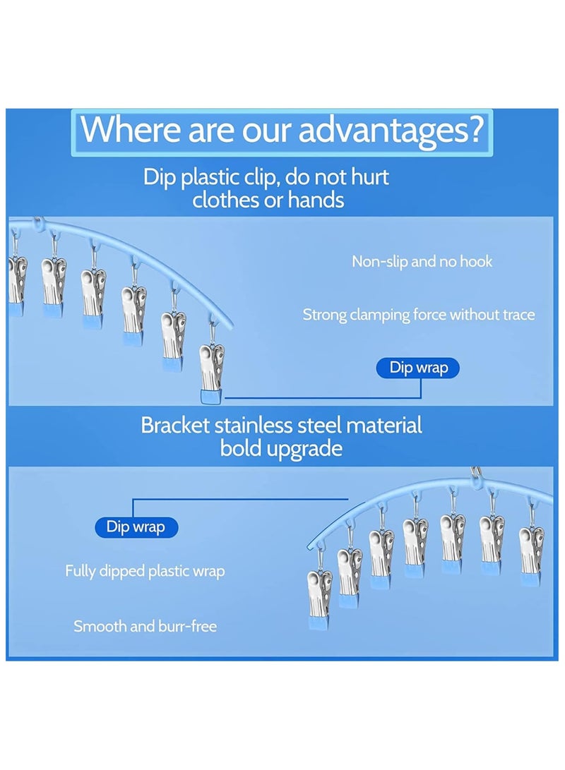 AUTOYSUR Multi Clip Drying Rack,Laundry Drying Racks with 10 Clips,Sock Dryer with Clips,Stainless Steel Drying Rack,Hanging Drying Rack for Drying Socks,Bras,Towel,Underwear,Baby Clothes,Grey (3pc) - Image 5
