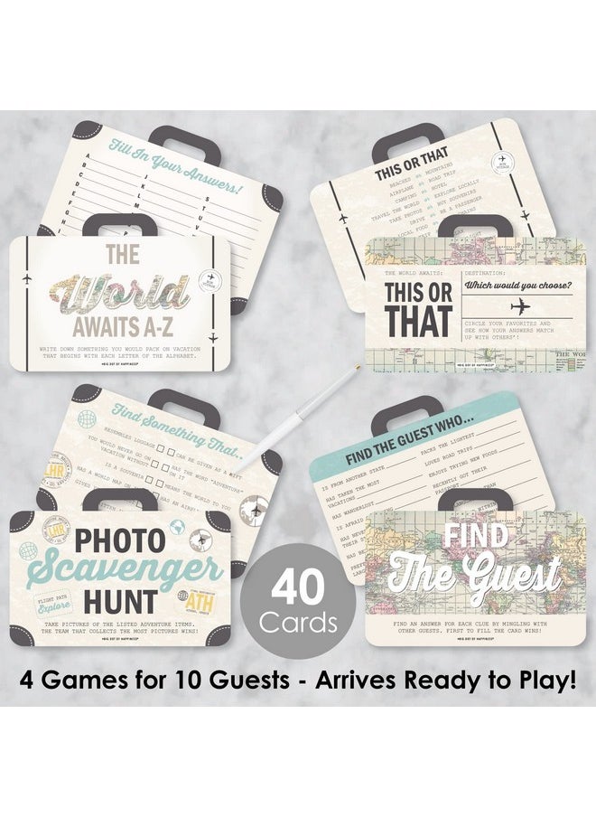 Big Dot of Happiness Big Dot of Happiness World Awaits - 4 Travel Themed Party Games - 10 Cards Each - Gamerific Bundle  - Image 2