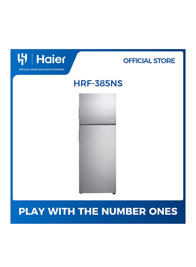 هاير ثلاجة 9.6 قدم مكعب، فريزر 3 قدم مكعب، عاكس مزدوج 356 لتر HRF-385NS فضي - Image 1