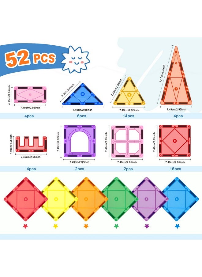 Soyee 52PCS Magnetic Tiles Toys for 3 Year Old Boys and Girls Magnetic Building Blocks STEM Learning Toys Sensory Montessori Toys for Toddlers Kids  - Image 2