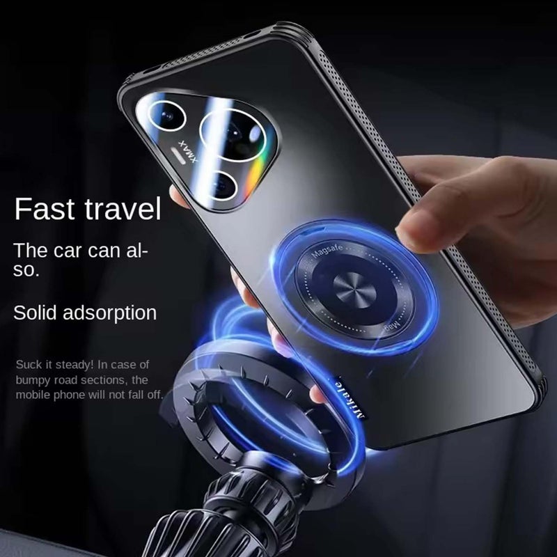 لاكيون حافظة Lukione المتوافقة مع Huawei Pura 80 Pro، حافظة هاتف مغناطيسية مع حماية عدسة مغلفة بالكامل وشحن مغناطيسي، غطاء واقٍ فائق النحافة مضاد للانزلاق لـ Pura 80 Plus - Image 3
