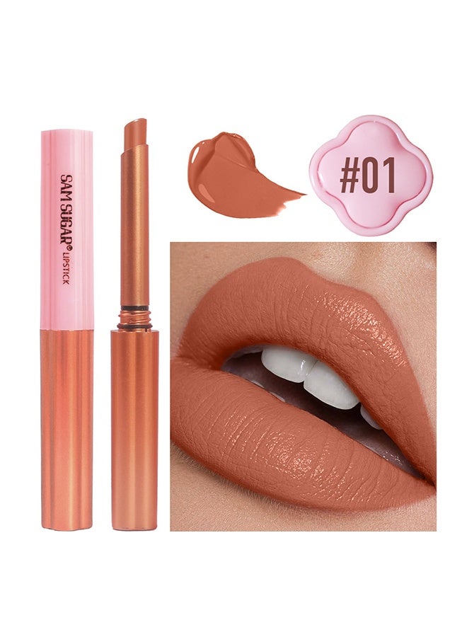 SAM SUGAR Lucky Long Lasting Lipstick, Soft Matte Moisturizing Nudes Lipstick for Dry Lips Creamy texture Transfer-Proof Lip Gloss for Women（01#） - Image 2