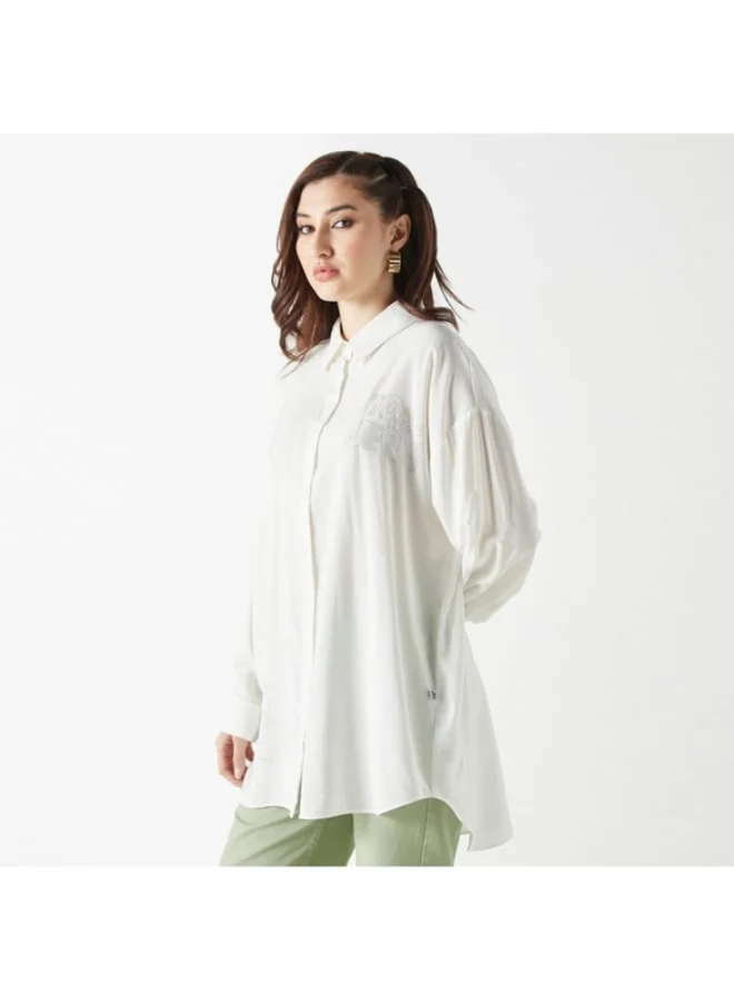 SP Characters Tom and Jerry Embellished Oversized Shirt with Drop Shoulder Sleeves